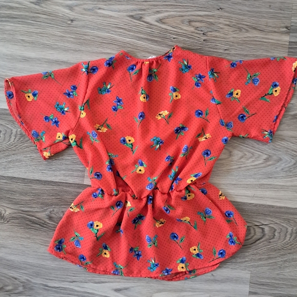 Sienna Sky floral blouse. Medium. Like new Orange summery print Peplum tie waist - Picture 5 of 5